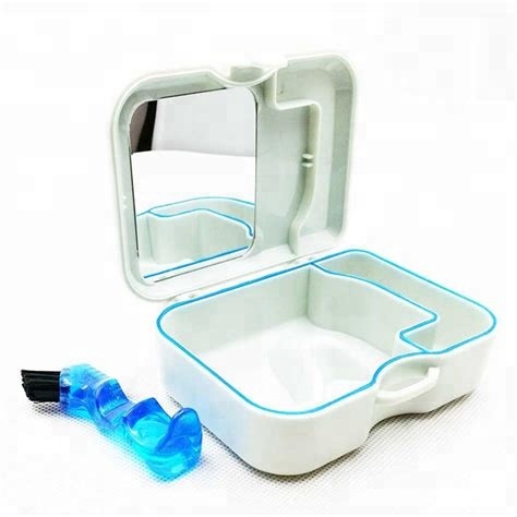 Denture box with mirror